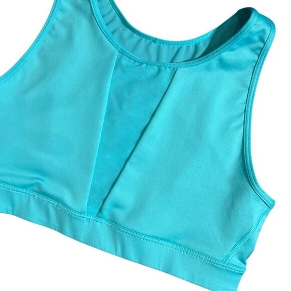 Victoria's Secret VSX High Neck Mesh Yoga Sports Bra Teal Size Medium - Picture 3 of 9